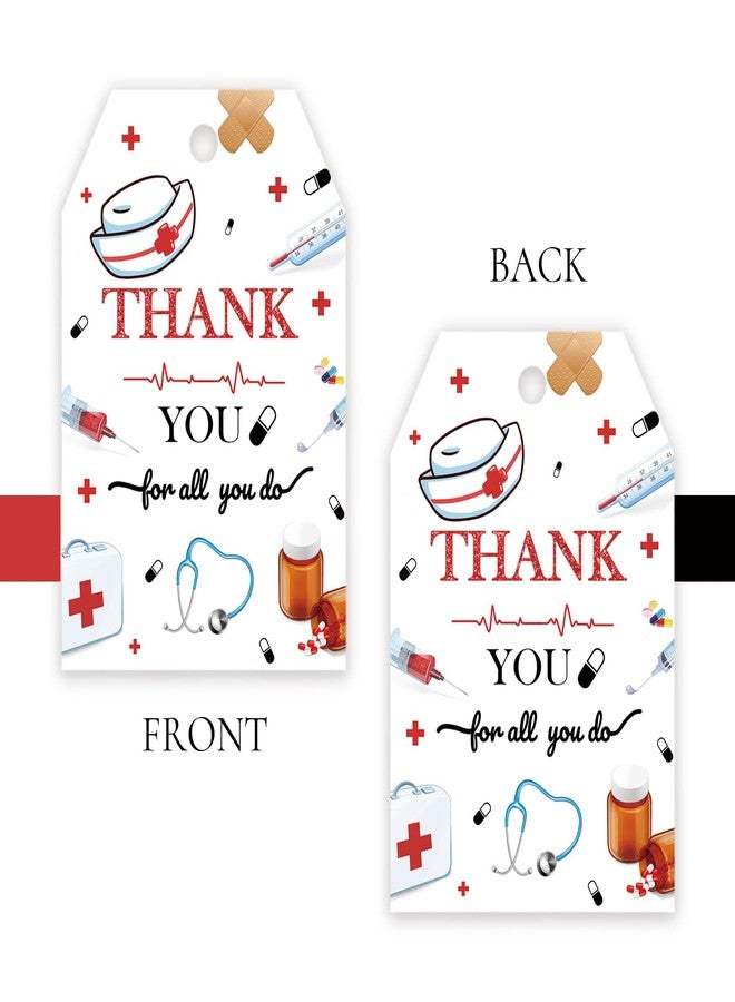 FORSHEEP 50pcs Nurse Thank You Tags, Nurse Gift Tag with String for Birthday Party, Nursing Thank You Paper Tags for Medical School Graduation Party Favors - Image 4